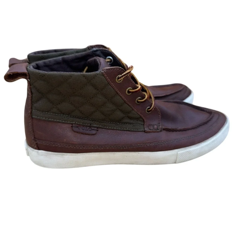 POLO Ralph Lauren Tomas Men's‎ Brown Leather Chukka Deck Boots, Size 11D, GUC